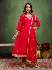 Nakshatra Pink Silk Readymade Suit