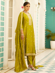 Nakshatra Lime Green Silk Readymade Suit
