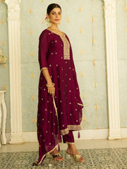 Nakshatra Purple Silk Readymade Suit