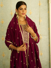 Nakshatra Purple Silk Readymade Suit