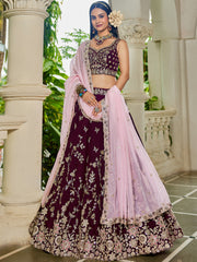 Nakshatra Burgundy Sequence Lehenga