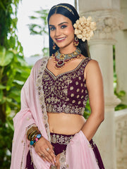 Nakshatra Burgundy Sequence Lehenga