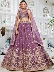Nakshatra Lavender Organza Tissue Lahenga Choli