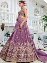 Nakshatra Lavender Organza Tissue Lahenga Choli
