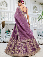 Nakshatra Lavender Organza Tissue Lahenga Choli