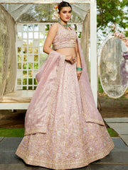 Nakshatra Mauve Organza Tissue Lahenga Choli
