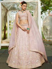 Nakshatra Mauve Organza Tissue Lahenga Choli