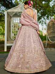 Nakshatra Mauve Organza Tissue Lahenga Choli
