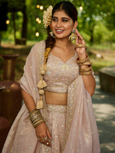 Nakshatra Nude Organza Tissue Lahenga Choli