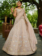 Nakshatra Nude Organza Tissue Lahenga Choli