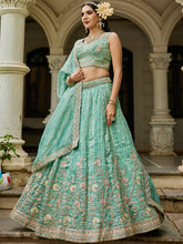 Nakshatra Sea Green Organza Tissue Lahenga Choli