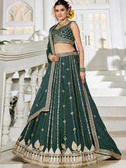 Nakshatra Green Georgette Lehenga Choli with Sequin and Embroidery Work