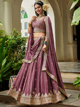 Nakshatra Rose Gold Georgette Lehenga Choli with Sequin and Embroidery Work