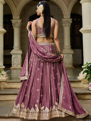 Nakshatra Rose Gold Georgette Lehenga Choli with Sequin and Embroidery Work