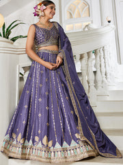 Nakshatra Voilet Georgette Lehenga Choli with Sequin and Embroidery Work