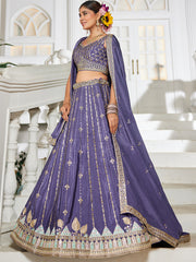 Nakshatra Voilet Georgette Lehenga Choli with Sequin and Embroidery Work