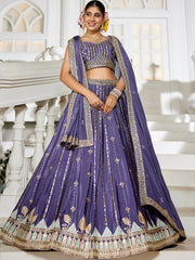 Nakshatra Voilet Georgette Lehenga Choli with Sequin and Embroidery Work