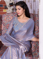 Nakshatra Powder Blue Zircon Border Saree