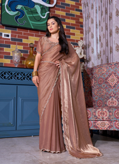 Nakshatra Copper Zircon Border Saree