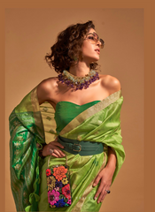 Mystique Moss Silk Saree Ensemble
