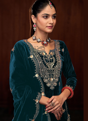 Nakshatra Rama Emebroidered Velvet Suit