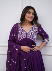 Nakshatra Purple Ready Made Designer suit