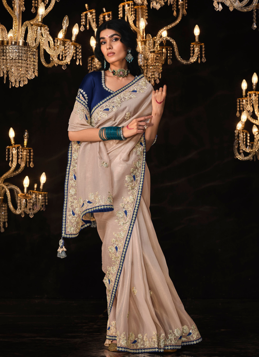 Nakshatra Blissful Beige Indian saree