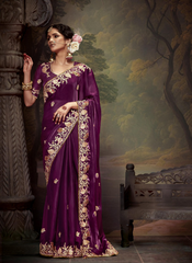 Nakshatra  Stunning Burgundy Embroidery Saree