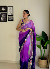 Nakshatra Ombre Purple Embroided Saree