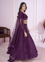 Nakshatra Purple Party Wear  Sequence Lehenga