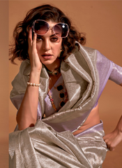 Nakshatra Lilac and silver  Kanjeevaram  saree