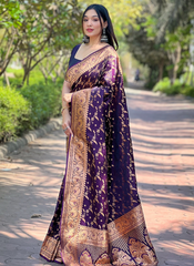 Nakshatra  Purple Banarsi Silk sari