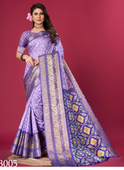 Nakshatra Blue and Purple Patola silk saree