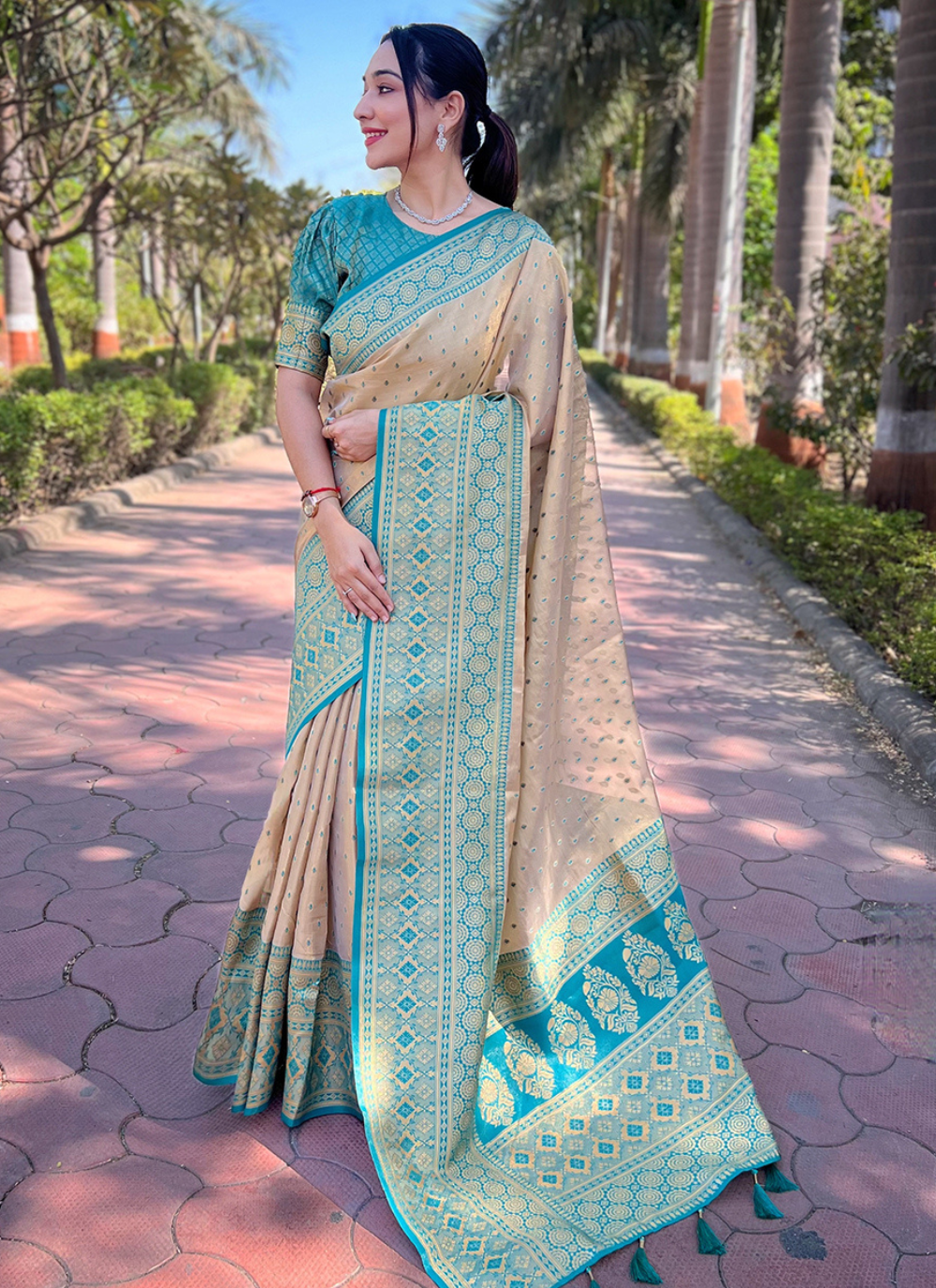 Nakshatra Beige Silk saree