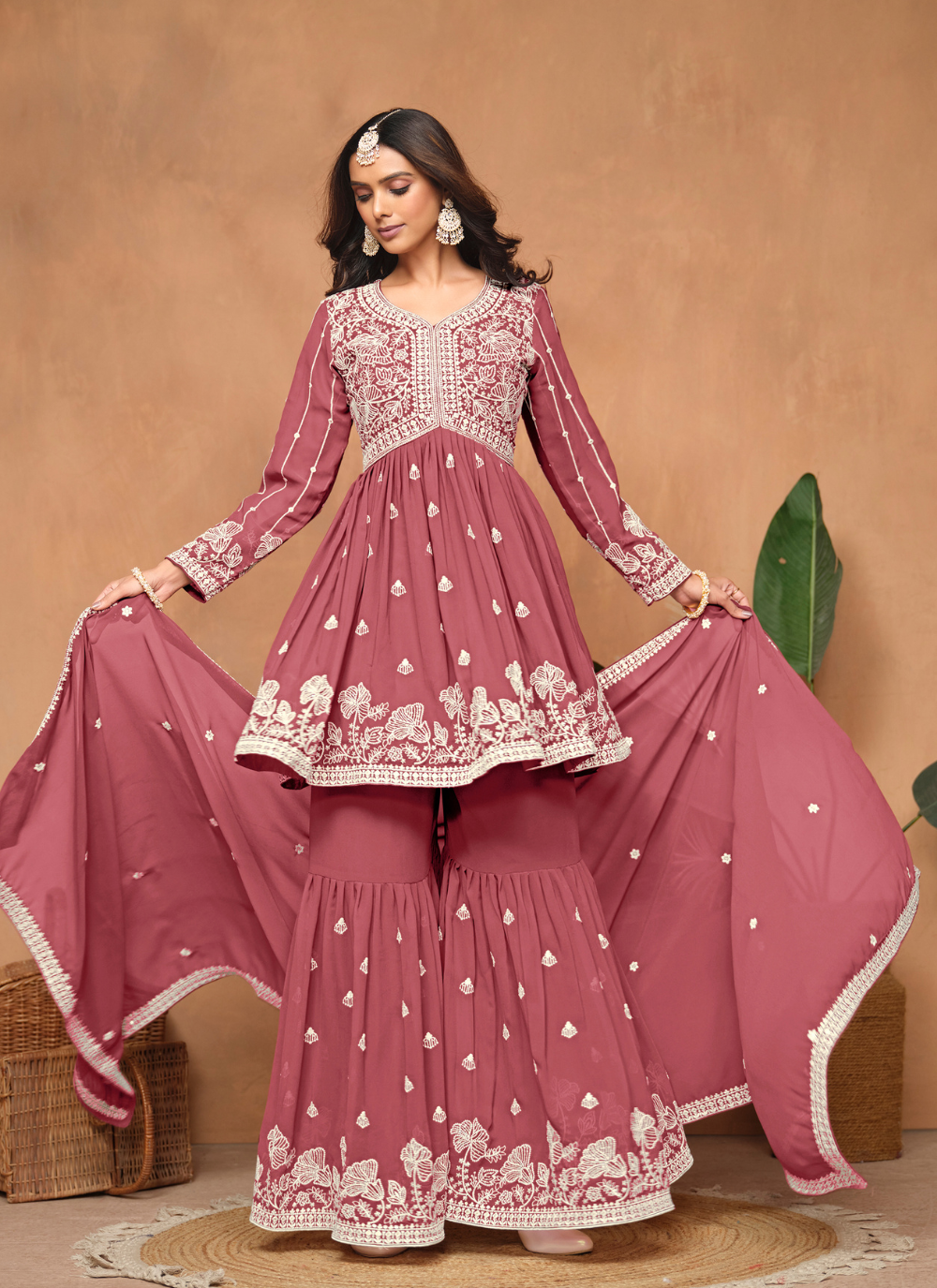 Nakshatra Rust Sharara Suits
