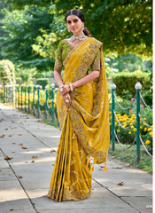 Nakshatra Mustard Stone work saree