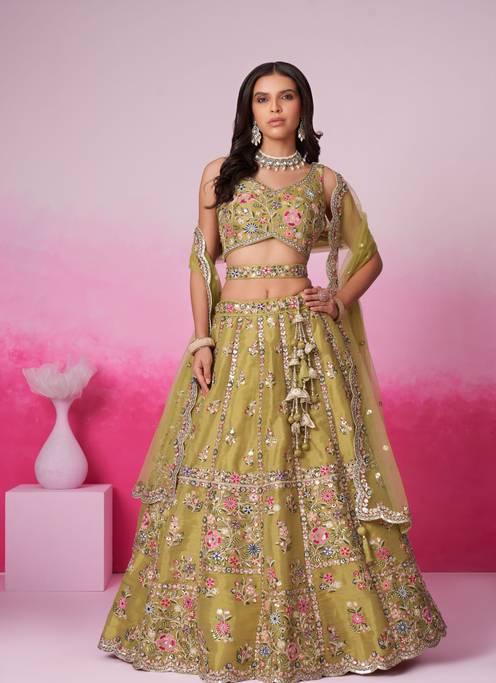 Nakshatra Mustard Embroidery Lehenga