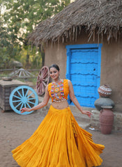 Nakshatra Youthful Yellow Navratri Lehenga