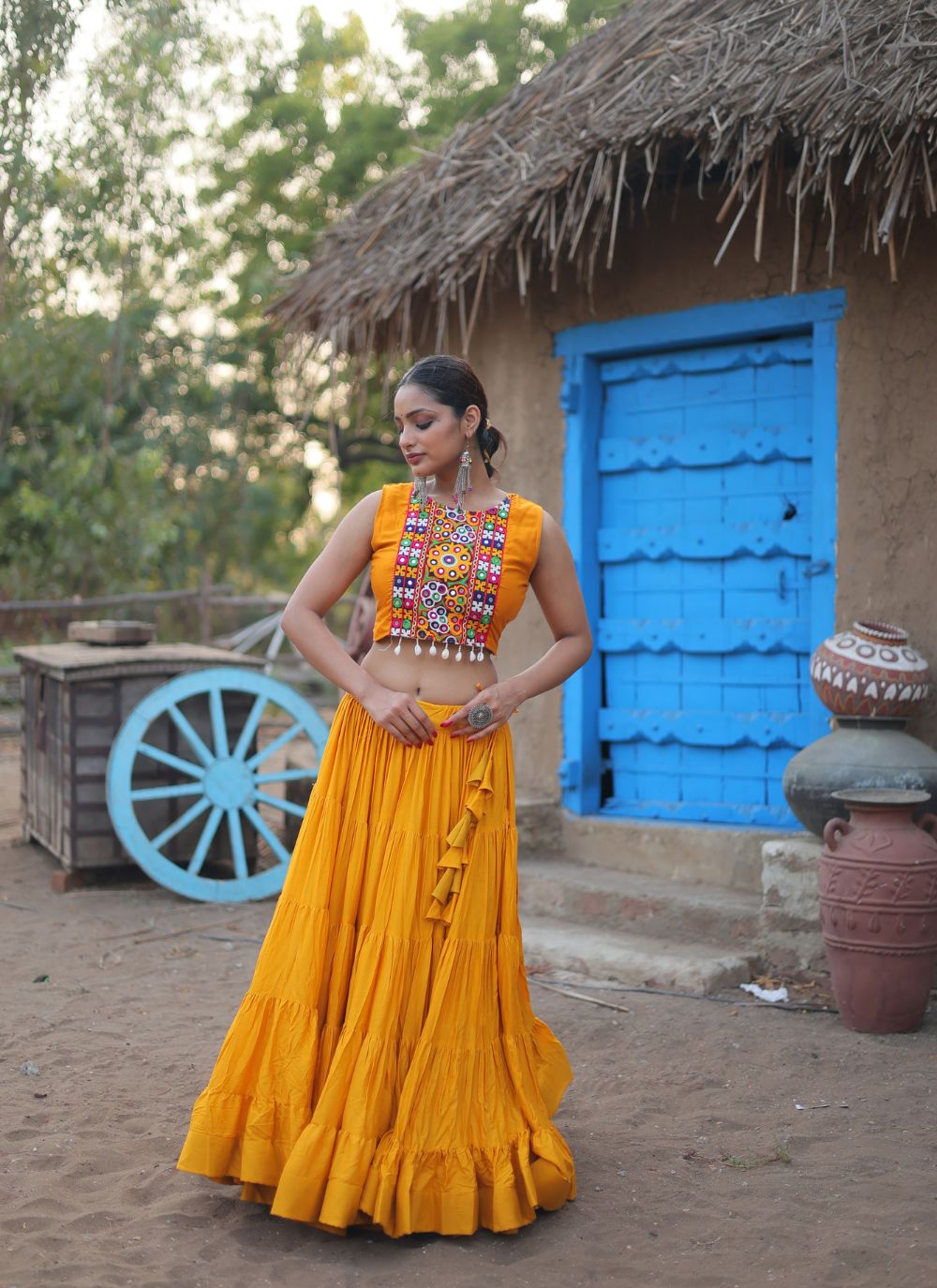 Nakshatra Youthful Yellow Navratri Lehenga