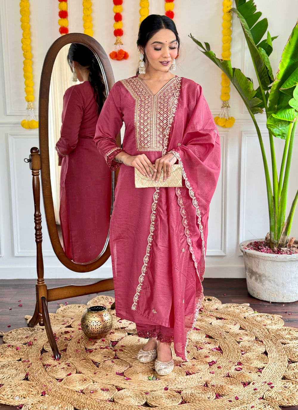 Nakshatra Burgundy Readymade Suit