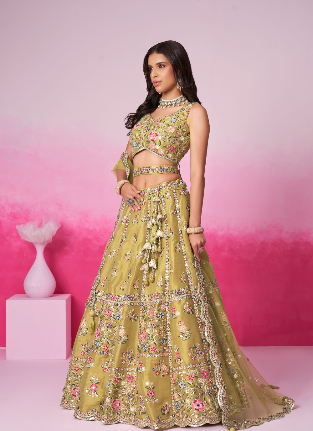 Nakshatra Mustard Embroidery Lehenga