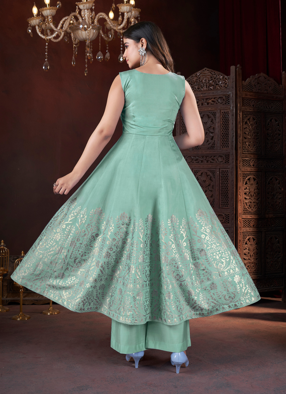 Nakshatra Pista Foil Printed Readymade Palazzo Suit