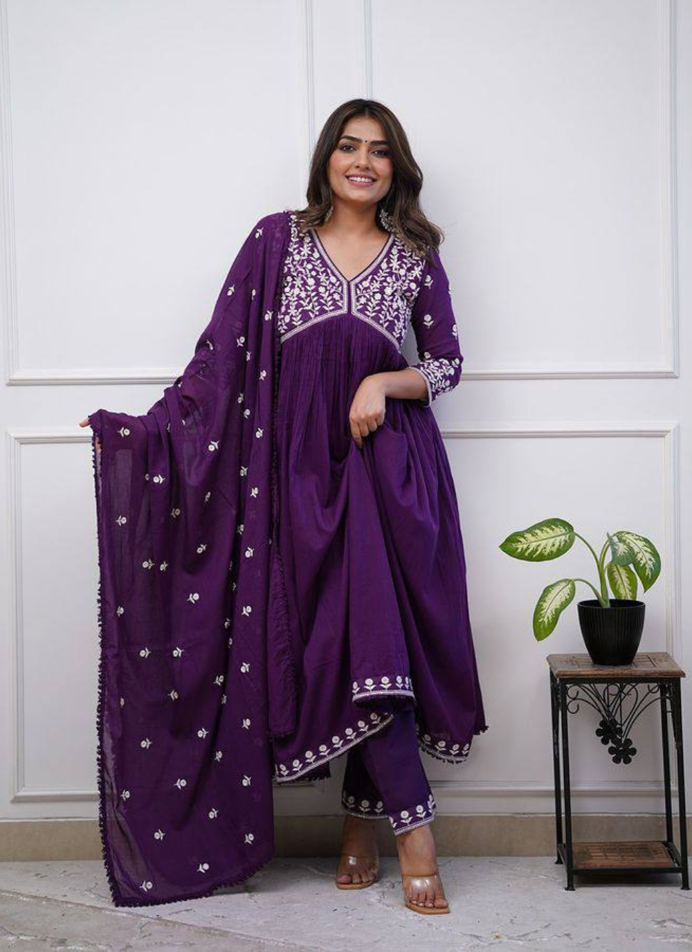 Nakshatra Purple Ready Made Designer suit