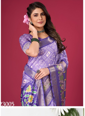 Nakshatra Blue and Purple Patola silk saree