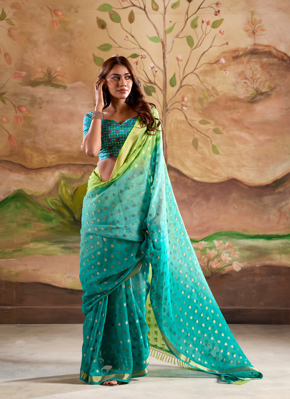 Nakshatra Sea Green Banarsi Georgette saree