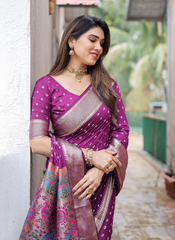 Nakshatra Wine Bandini Saree in Dola Silk