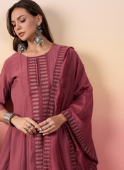 Nakshatra Rose Pink Colored Silk Embroided suit