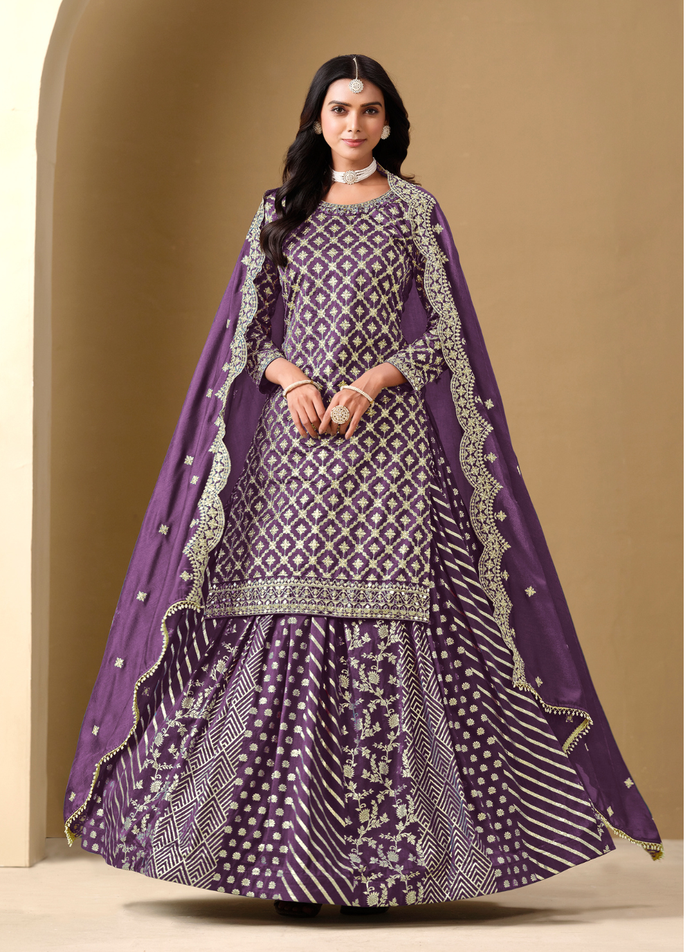 Nakshatra Purple Lehenga Suit