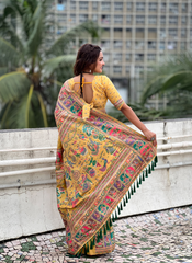 Nakshatra Yellow Kanjeevaram silk saree