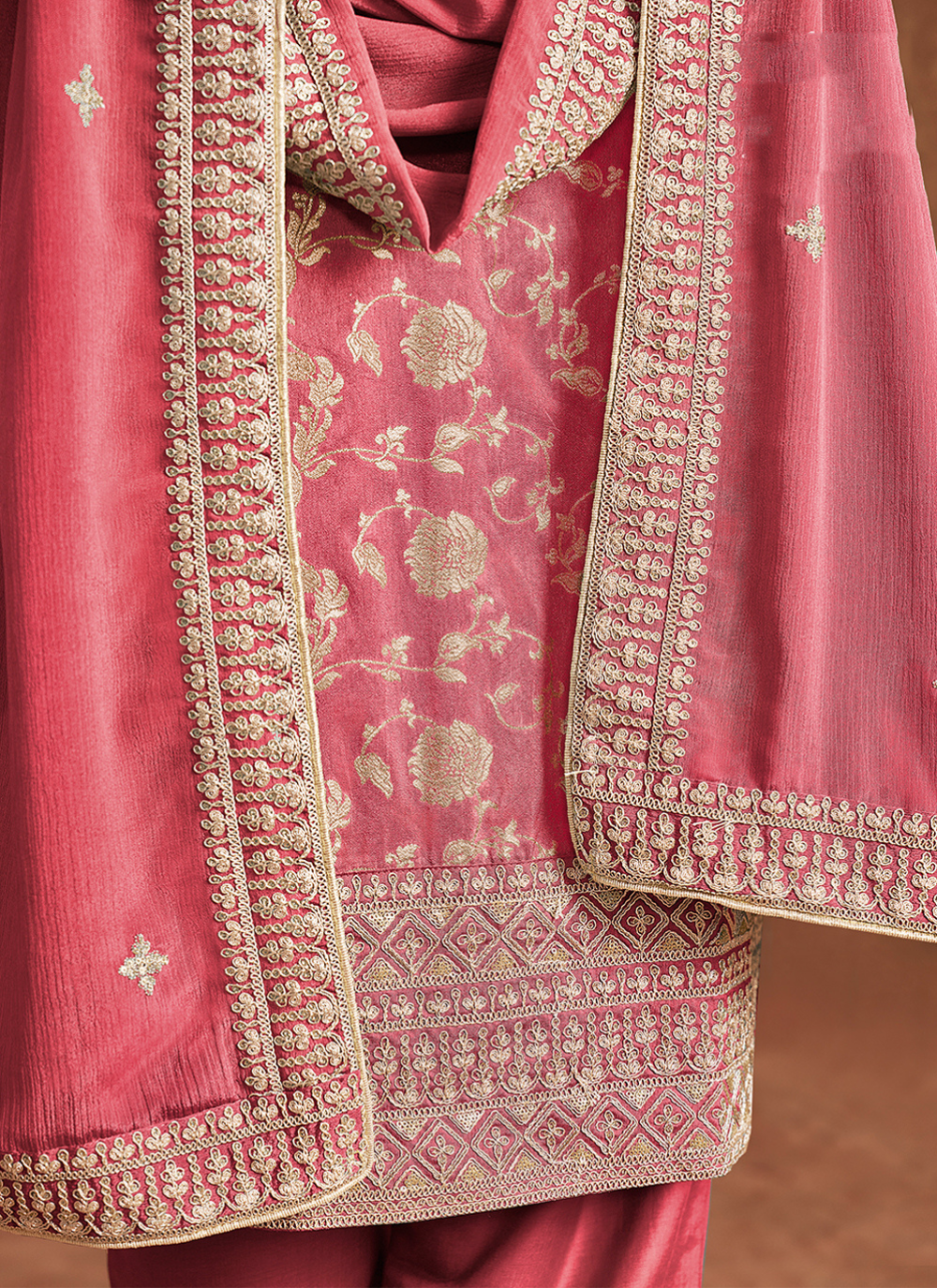 Nakshatra Coral Dola Silk Salwar Kameez